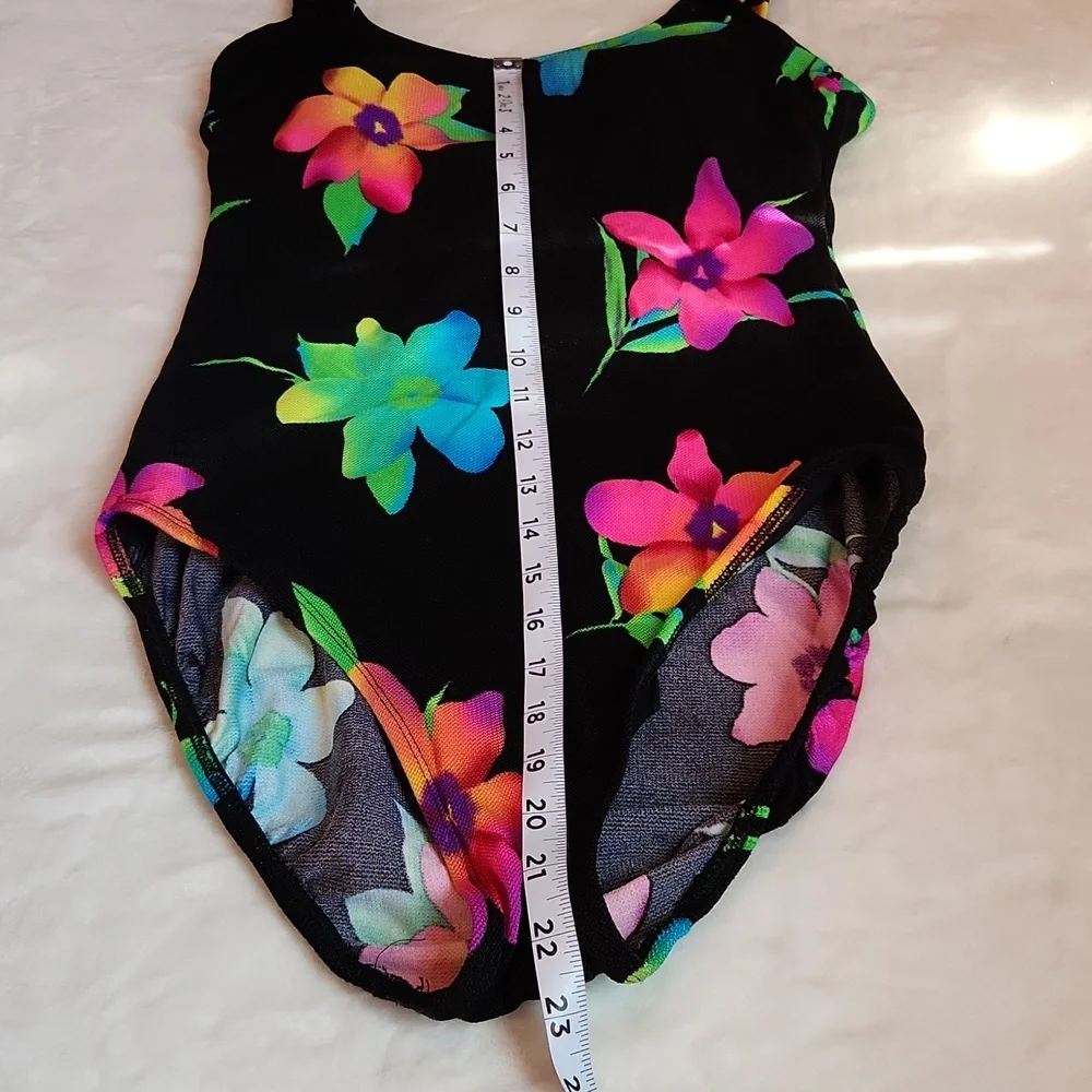 Women's Bright Colorful Floral, Summer, Pool, Beach, Sexy One Piece Swim Suit - Picture 6 of 11